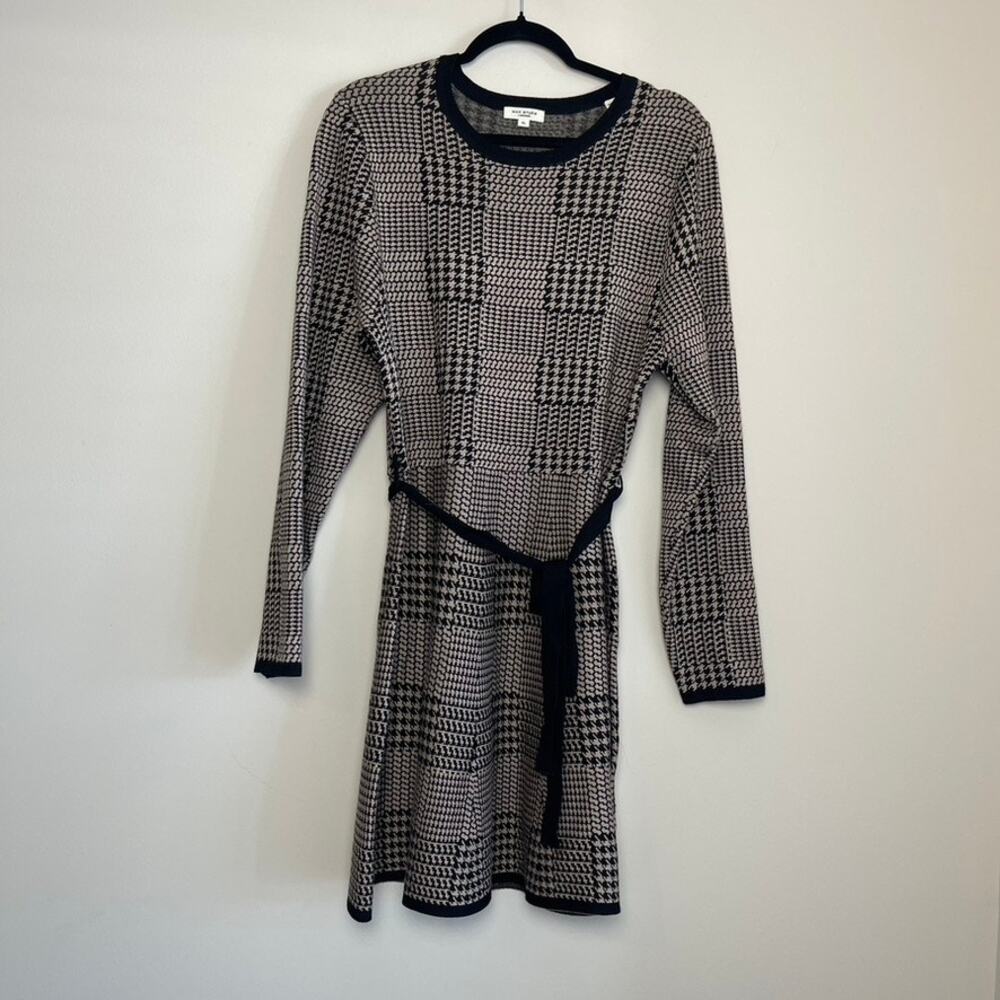 Max‎ Studio London Long Sleeve Knit Houndstooth Sweater Dress Women's Sz XL